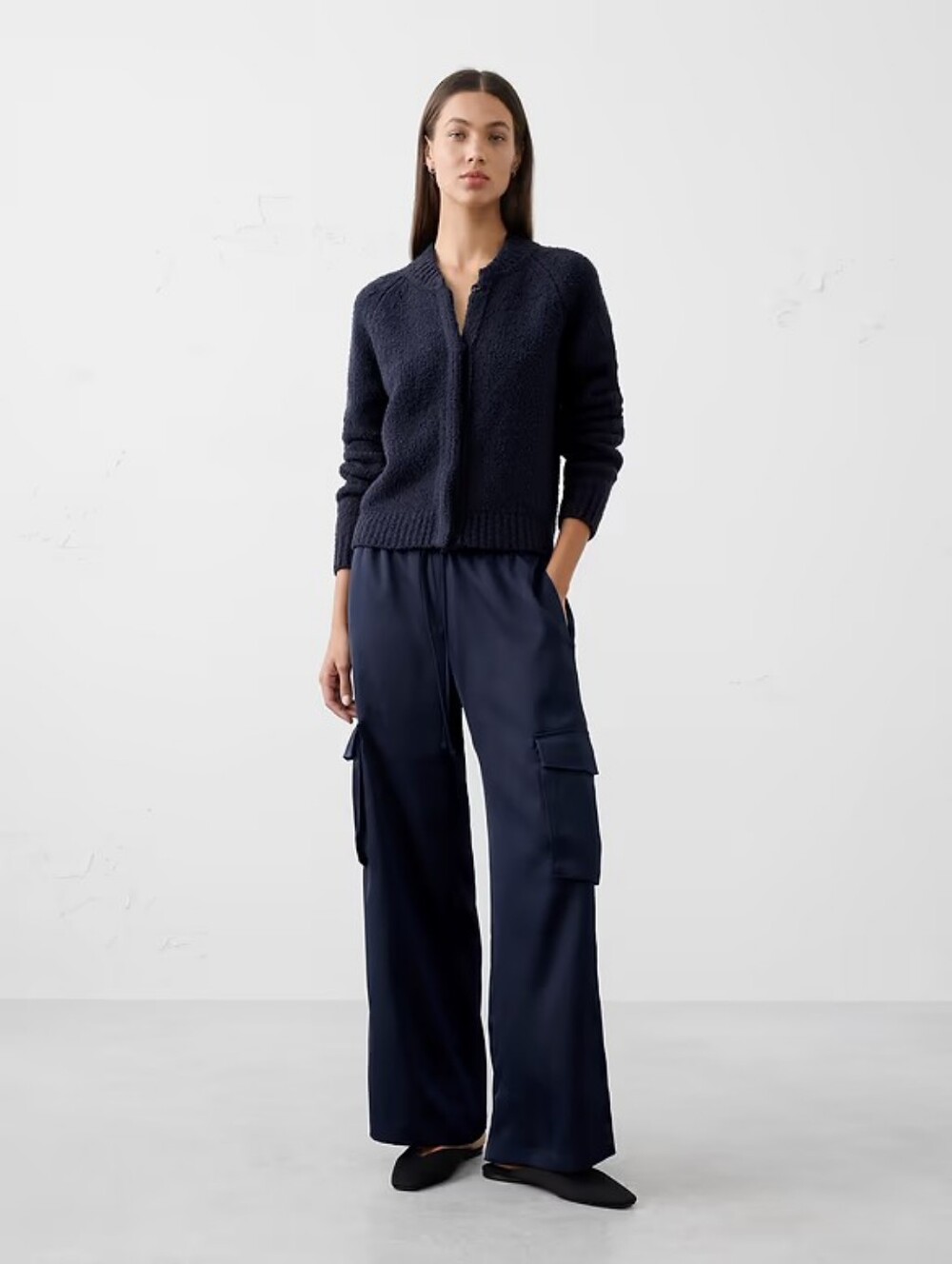NWT BANANA REPUBLIC | $110 Satin Wide Leg Cargo Pants - Picture 6 of 6
